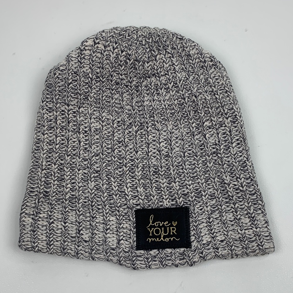 Love Your Melon Black and White Knit Hat beanie NEW